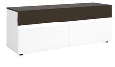 Meuble TV lumineux 1 tiroir 2 portes bois laqué blanc et anthracite Koyd 150 cm