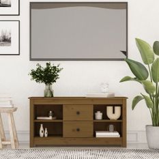 Meuble TV Marron miel 103x36,5x52 cm Bois de pin massif