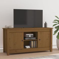 Meuble TV Marron miel 103x36,5x52 cm Bois de pin massif