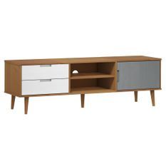 Meuble TV MOLDE Marron 158x40x49 cm Bois de pin massif