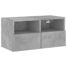 Meuble TV mural gris béton 60x30x30 cm bois d'ingénierie