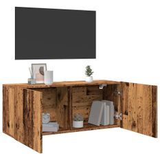 Meuble TV mural vieux bois 100x30x41 cm