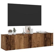 Meuble TV mural vieux bois 120x30x30 cm bois d'ingénierie