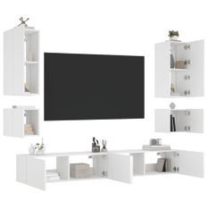 Meuble TV muraux 6 pcs avec lumières LED blanc