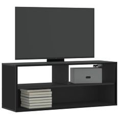 Meuble TV noir 100x31x39,5 cm bois d'ingénierie et métal