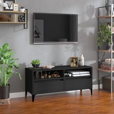 Meuble TV noir 100x34,5x44,5 cm bois d'ingénierie