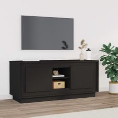 Meuble TV noir 102x35x45 cm bois d'ingénierie