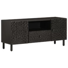 Meuble TV noir 105x33x46 cm bois massif de manguier