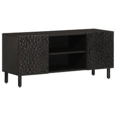 Meuble TV noir 105x33x46 cm bois massif de manguier