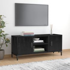 Meuble TV Noir 110x35x48 cm Bois de pin massif