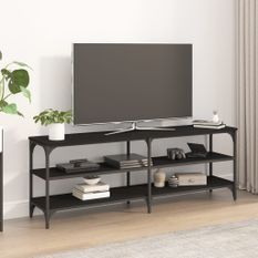 Meuble TV noir 140x30x50 cm bois d'ingénierie