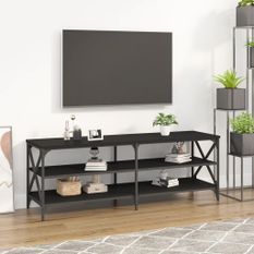 Meuble TV noir 140x40x50 cm bois d'ingénierie