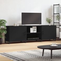 Meuble TV noir 150x30x50 cm bois d'ingénierie