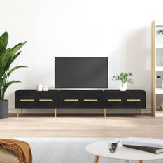 Meuble TV noir 150x36x30 cm bois d'ingénierie