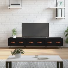 Meuble TV noir 150x36x30 cm bois d'ingénierie