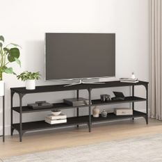 Meuble TV noir 160x30x50 cm bois d'ingénierie