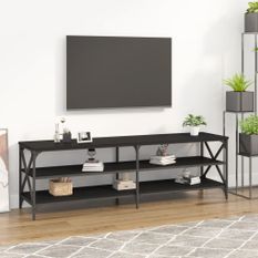 Meuble TV noir 160x40x50 cm bois d'ingénierie