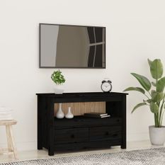 Meuble TV Noir 79x35x52 cm Bois de pin massif