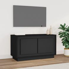 Meuble TV noir 80x35x45 cm bois d'ingénierie
