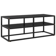 Meuble TV noir avec verre noir 100x40x40 cm