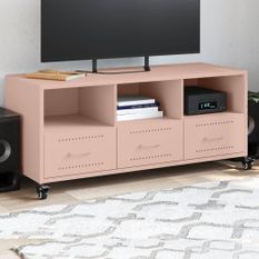 Meuble TV rose 100,5x39x43,5 cm acier laminé à froid