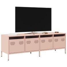 Meuble TV rose 135x39x43,5 cm acier laminé à froid