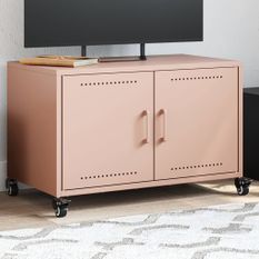 Meuble TV rose 68x39x43,5 cm acier laminé à froid