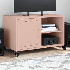 Meuble TV rose 68x39x43,5 cm acier laminé à froid