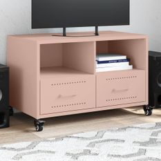 Meuble TV rose 68x39x43,5 cm acier laminé à froid