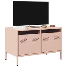 Meuble TV rose 68x39x43,5 cm acier laminé à froid