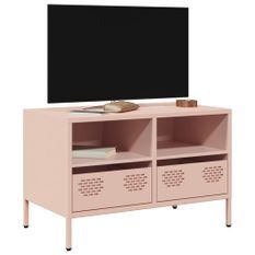 Meuble TV rose 68x39x43,5 cm acier laminé à froid