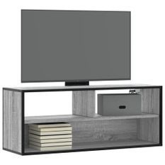 Meuble TV sonoma gris 100x31x39,5 cm bois d'ingénierie et métal