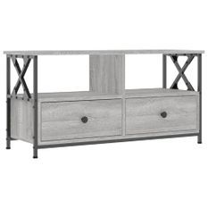 Meuble TV sonoma gris 90x33x45 cm bois d'ingénierie et fer