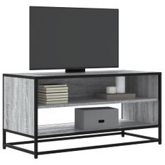 Meuble TV sonoma gris 91x40x46 cm bois d'ingénierie et métal