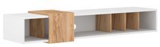 Meuble TV suspendu 5 niches bois blanc et naturel Davony 150 cm