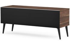 Meuble TV tissu acoustique noir et bois foncé Lund 120 cm