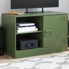 Meuble TV vert olive 67x39x44 cm acier