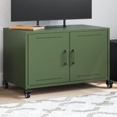 Meuble TV vert olive 68x39x43,5 cm acier laminé à froid