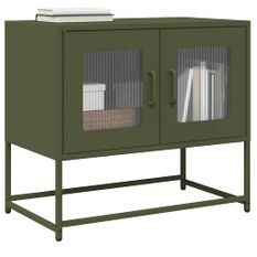 Meuble TV vert olive 68x39x60,5 cm acier laminé à froid