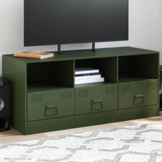 Meuble TV vert olive 99x39x44 cm acier