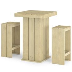 Meubles de bar de jardin 3 pcs Bois de pin imprégné 2