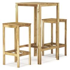 Meubles de bar de jardin 3 pcs Bois de pin imprégné