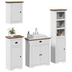 Meubles de salle de bain 4 pcs BODO blanc bois de pin massif