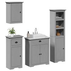 Meubles de salle de bain 4 pcs BODO gris bois de pin massif