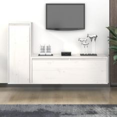 Meubles TV 2 pcs Blanc Bois massif de pin