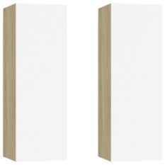 Etagère murale 2 pcs Blanc et chêne sonoma 30,5x30x90 cm