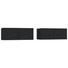 Meubles TV 2 pcs Noir 80x30x30 cm Bois d'ingénierie