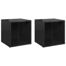 Meubles TV 2 pcs Noir brillant 37x35x37 cm