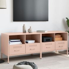 Meubles TV 2 pcs rose 68x39x50,5 cm acier laminé à froid