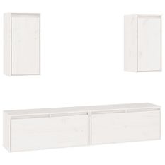 Meubles TV 4 pcs Blanc Bois massif de pin